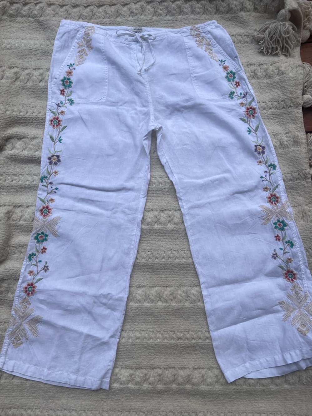 Johnny Was Embroidered Linen Pant - Picture 3 of 5